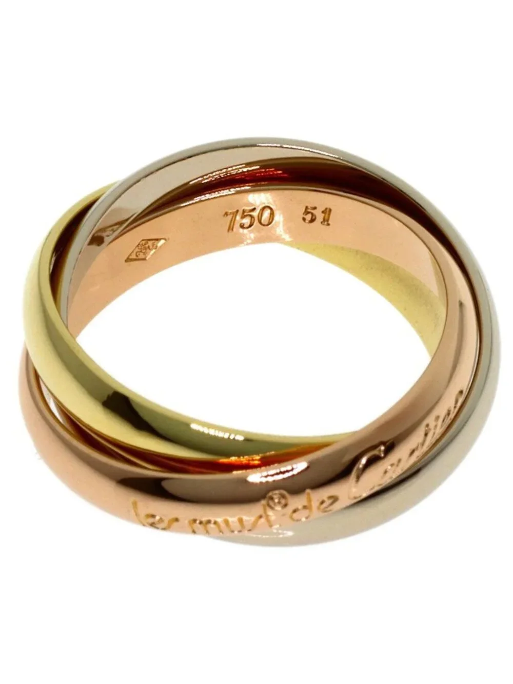 Cartier Trinity 51 Ring 18k Yellow Gold 18k White Pink